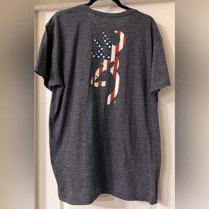 BROWNING Charcoal Heather CrewNeck American Flag Antler Graphic Design SS Tee